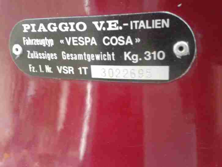 Vespa 200 Cosa, Bj 1992, 9 KW, 8500Km, guter Zustand