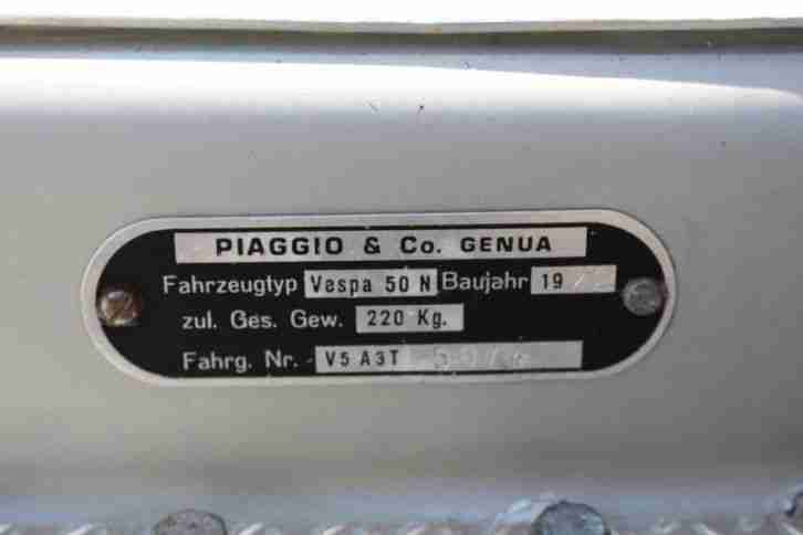 Vespa 50N Elestart, V5A3T*5074* - Bj. 72 - Scheunenfund zum Restaurieren