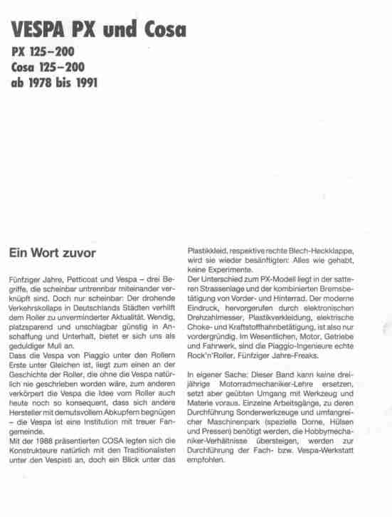 Werkstatthandbuch auf CD für Piaggio Vespa PX,Cosa Baujahr 1959 bis 1991