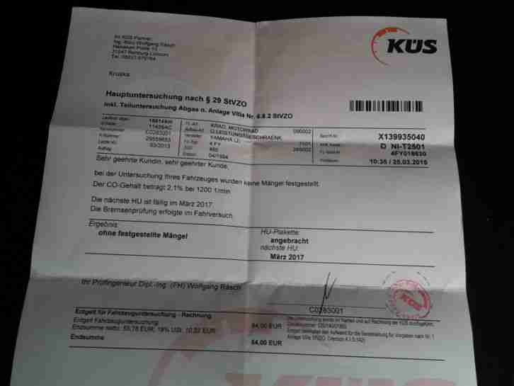 Yamaha XV 750 - nur 15514 km gelaufen - TÜV bis März 2017