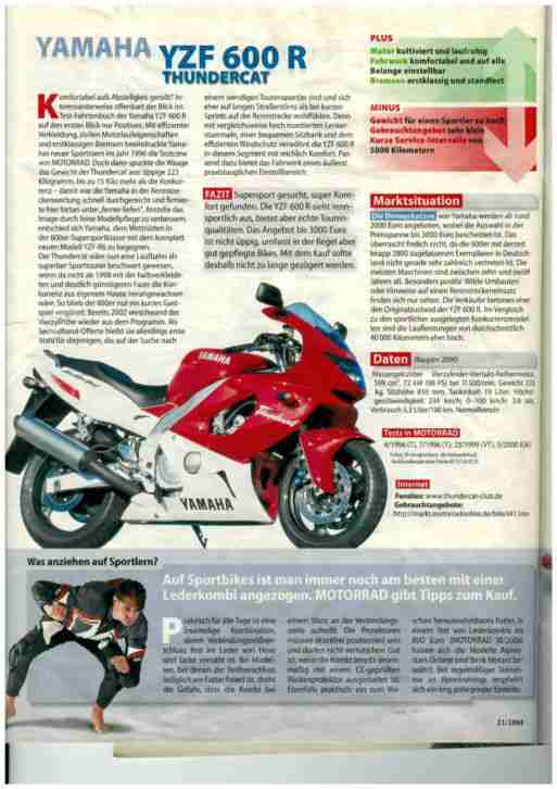 Yamaha yzf 600 r thundercat sofort fahrbereit Sport Tourer