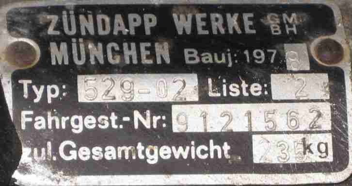 Zündapp, Mokick, GTS50, Scheunenfund 1978 Typ 529 02