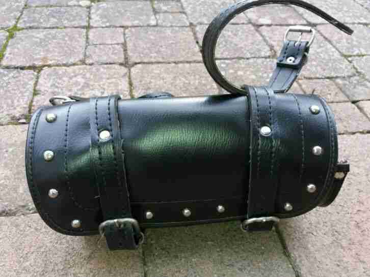Motorrad Lenkradtasche Chopper Leder Schwarz Lenkradrolle