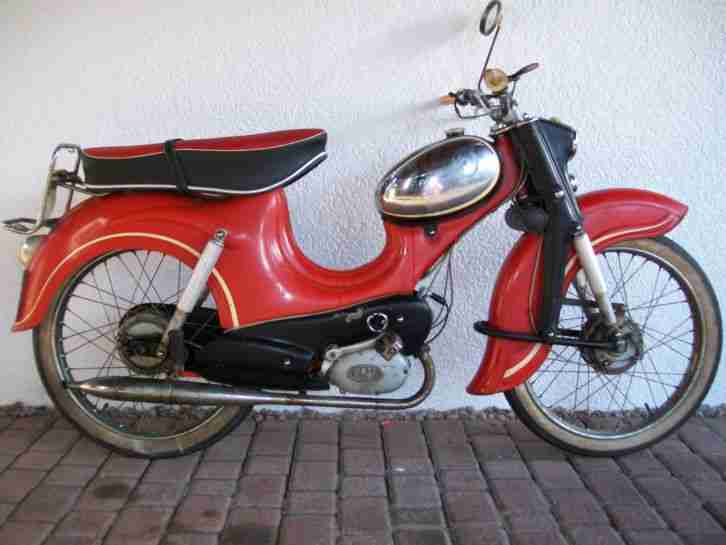 rote Miele K 52 / 2 G mit 6055 km von 1960 orig . Papiere und Kundendienstkarte