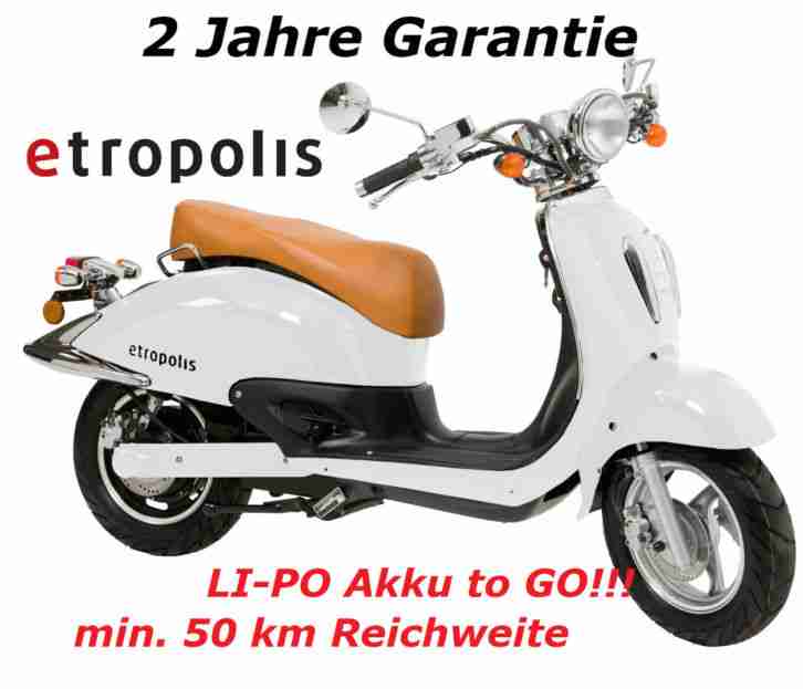 scooter escooter elektro Roller ebike Retro Lithium-Po Akku Garantiert 50km weiß
