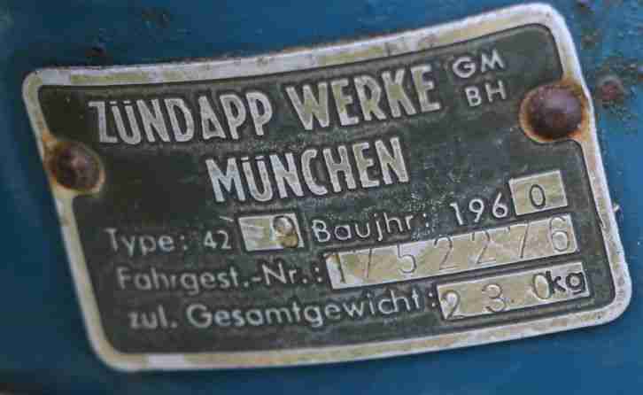 zündapp 3 Gang Super Combinette Bj 1960